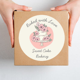 Zoete Cake Bakkerij Gebakken met liefde Ronde Sticker