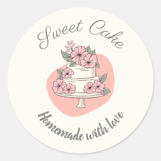 Zoete Cake Bakkerij Logo Ronde Sticker (Voorkant)