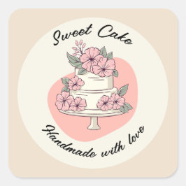 Zoete Cake Bakkerij Logo Vierkante Sticker