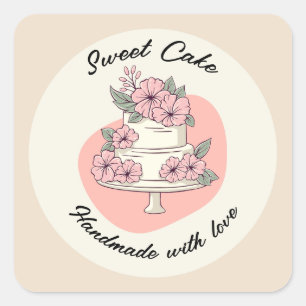 Zoete Cake Bakkerij Logo Vierkante Sticker