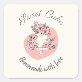Zoete Cake Bakkerij Logo Vierkante Sticker