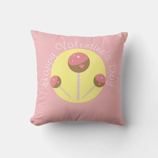 Zoete Cake Pop Valentijns Roze    Kussen (Voorkant)