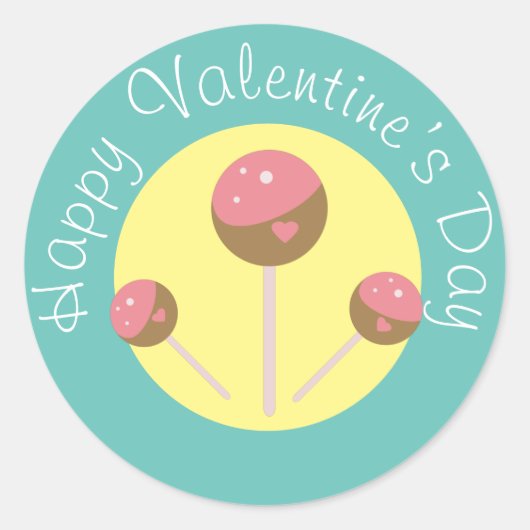 Zoete Cake Pop Valentijnsdag Roze Ronde Sticker (Voorkant)