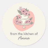 Zoete Cake Uit De Keuken van voeg naam toe Ronde Sticker (Voorkant)