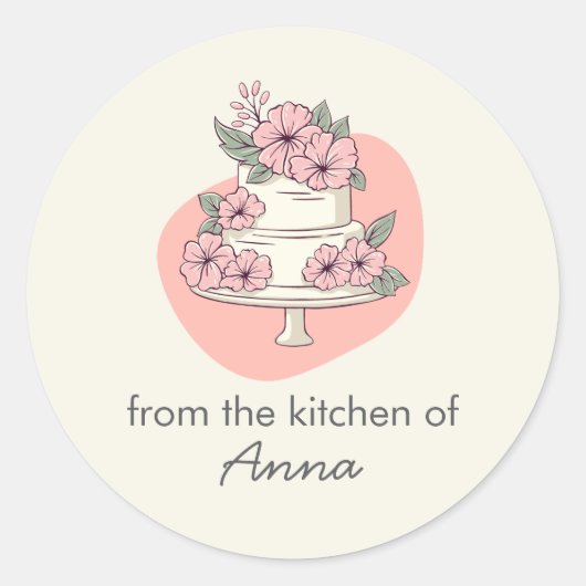 Zoete Cake Uit De Keuken van voeg naam toe Ronde Sticker (Voorkant)