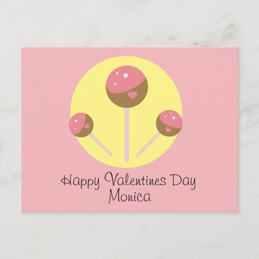 Zoete Cakepop Valentijnsdag Briefkaart (Voorkant)
