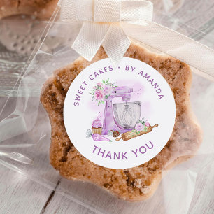 Zoete Cakes Paars Dank je Ronde Sticker