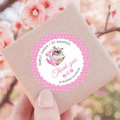 Zoete Cakes Roze Dank je Ronde Sticker