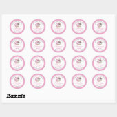 Zoete Cakes Roze Dank je Ronde Sticker (Vel)