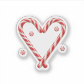 Zoete Candy Cane Hart Kerstliefde Sticker (Voorkant)
