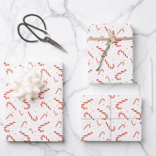 Zoete Candy Cane Kerst Inpakpapier Vellen (Voorkant)
