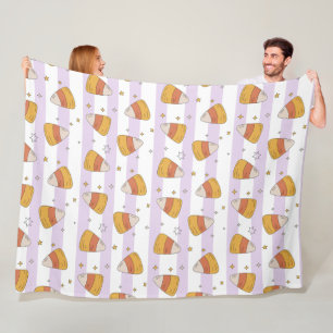 Zoete Candy Corn & Stars Halloween Patroon Fleece Deken