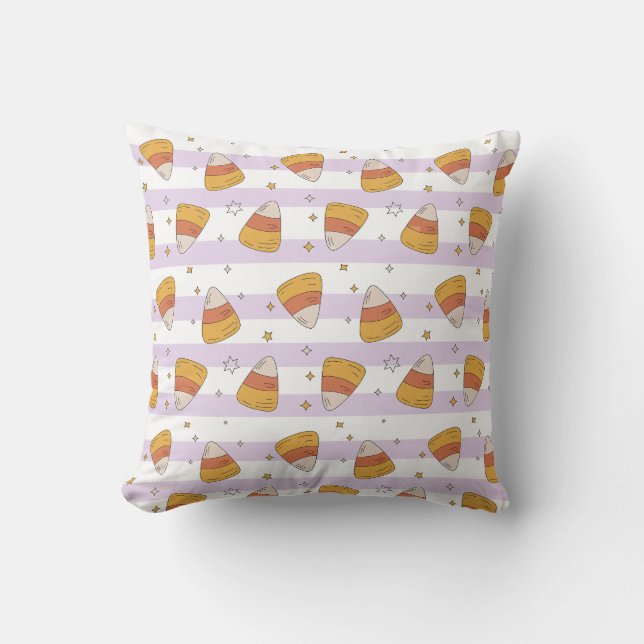 Zoete Candy Corn & Stars Halloween Patroon Kussen (Voorkant)