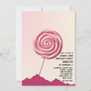 Zoete Candy Land Meisje Verjaardagsuitnodiging Kaart