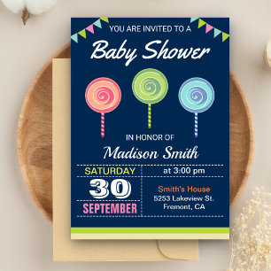 Zoete Candy Lollypoppen Baby Shower Uitnodiging