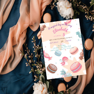 Zoete Candy Macaroons Verjaardagsuitnodiging Kaart