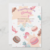 Zoete Candy Macaroons Verjaardagsuitnodiging Kaart (Voorkant)
