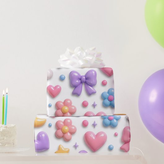 Zoete Candy Pastel Iconen Patroon Cadeaupapier (Feestgeschenken)