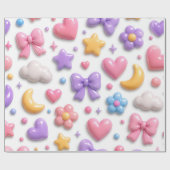 Zoete Candy Pastel Iconen Patroon Cadeaupapier (Vlak)