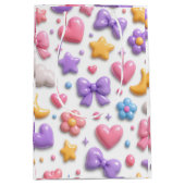 Zoete Candy Pastel Iconen Patroon Medium Cadeauzakje (Voorkant)