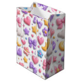 Zoete Candy Pastel Iconen Patroon Medium Cadeauzakje (Achterkant Gekanteld)