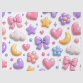 Zoete Candy Pastel Iconen Patroon Tissuepapier
