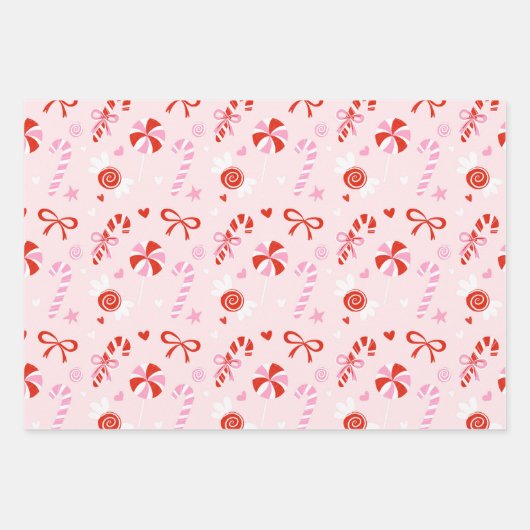 Zoete Candy Roze Inpakpapier Vel (Voorkant)