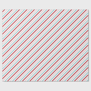 Zoete Candy Stripe Rood Roze Blauw Vakantie/Verjaa Cadeaupapier