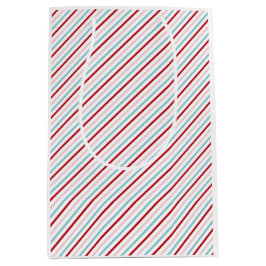 Zoete Candy Stripe Rood Roze Blauw Vakantie/Verjaa Medium Cadeauzakje