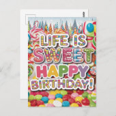 Zoete Candyland Verjaardagsontwerp – Leuk & Kleurr Briefkaart (Voorkant / Achterkant)