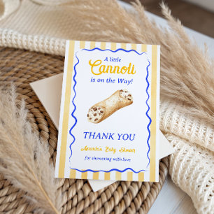 Zoete Cannoli Geel Blauw Italiaanse Baby Shower Bedankkaart