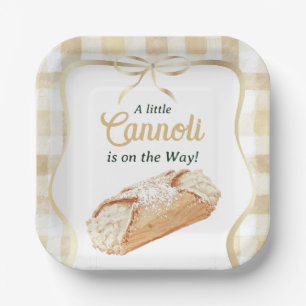 Zoete Cannoli Neutraal Beige Italiaanse Baby Showe Papieren Bordje