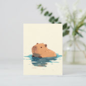 Zoete Capibara Drijvend in Blauwe Wateren Briefkaart (Staand voorkant)