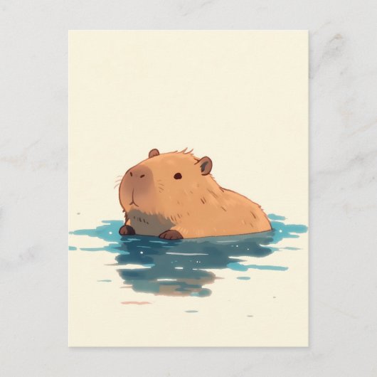 Zoete Capibara Drijvend in Blauwe Wateren Briefkaart (Voorkant)