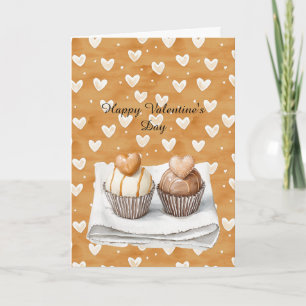 Zoete Caramel Cream Hart Cupcakes Liefde Kaart