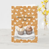 Zoete Caramel Cream Hart Cupcakes Liefde Kaart (Gele Bloem)