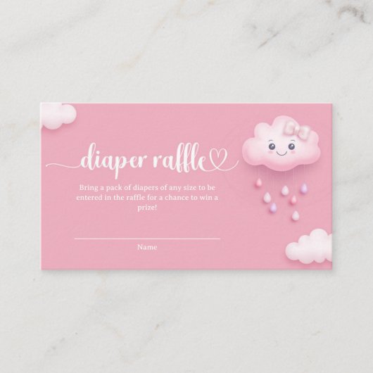 Zoete cartoon wolk roze sky cloud 9 luier loterij informatiekaartje (Voorkant)