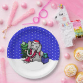 Zoete Cartoon Xmas Olifant in de Sneeuw Papieren Bordje (Feest)