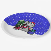 Zoete Cartoon Xmas Olifant in de Sneeuw Papieren Bordje (Gekanteld)