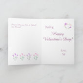 Zoete cavia's in Valentijnsdag met paarse bloemen Feestdagen Kaart (Binnen)