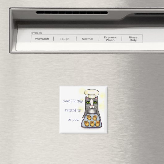 Zoete Chef Kat Bakken Magneet (Insitu (Vaatwasser))