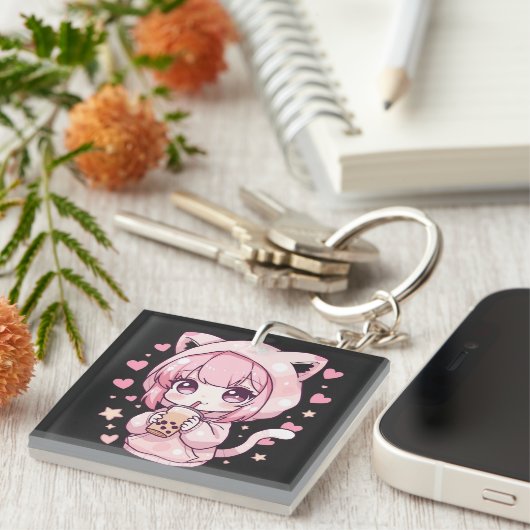 Zoete Chibi Stemming Sleutelhanger (Voorkant Rechts)