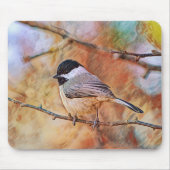 Zoete Chickadee Bird in Wilde Muismat (Voorkant)