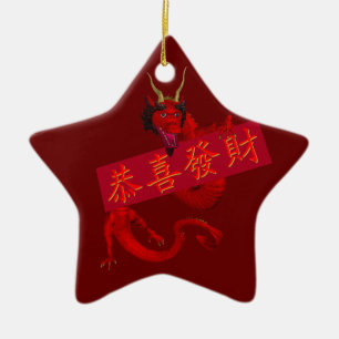 Zoete Chinese Rode Draak Keramisch Ornament