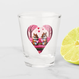 Zoete chipmunks en snoep harten shot glas