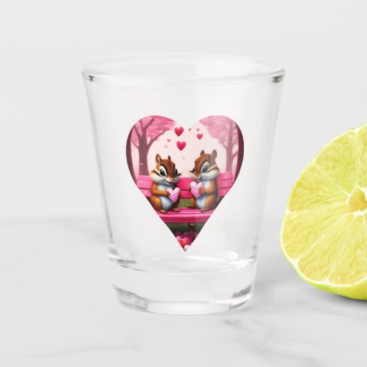 Zoete chipmunks en snoep harten shot glas (Voorkant)