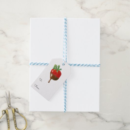 Zoete Chocolade Aardbei Cadeaulabel (Met Touw)