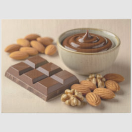 Zoete Chocolade, Chocolade Pasta Kom En Rauwe Note Tissuepapier