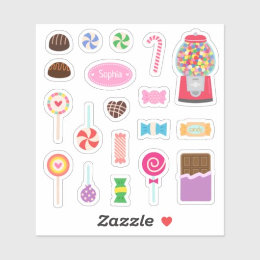 Zoete Chocolade en Snoepjes Set Sticker (Vel)