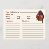 Zoete Chocolade Gedompelde Aardbei Cute Recept Notitiekaartje (Voorkant)